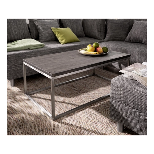 Bild von Couchtisch Tatius 100x57 Akazie Platin Gestell Edelstahl