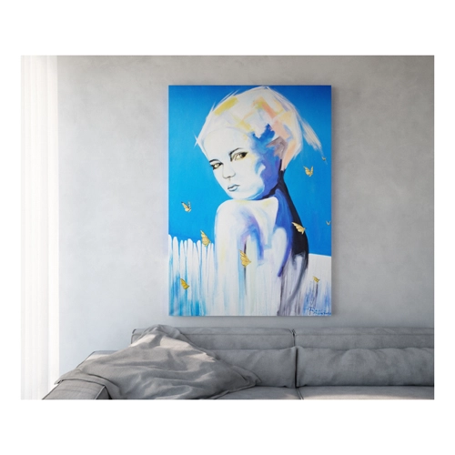 Bild von Gemälde Butterflys 100x140 cm Mehrfarbig Acryl auf Leinwand