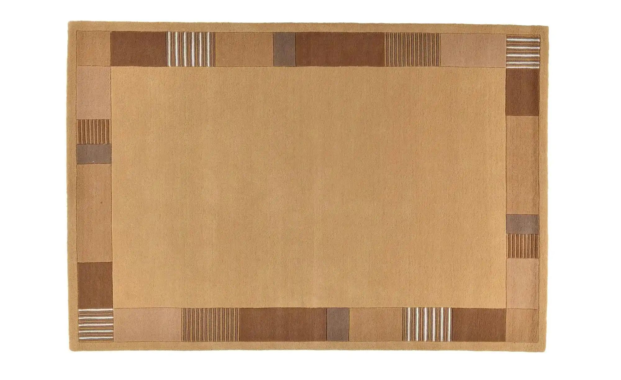 Bild von THEKO Wollteppich »Royal Nepali 3085«, rechteckig, 15 mm Höhe, reine Wolle, handgetuftet, Uni-Farben, mit Bordüre, modernes Design