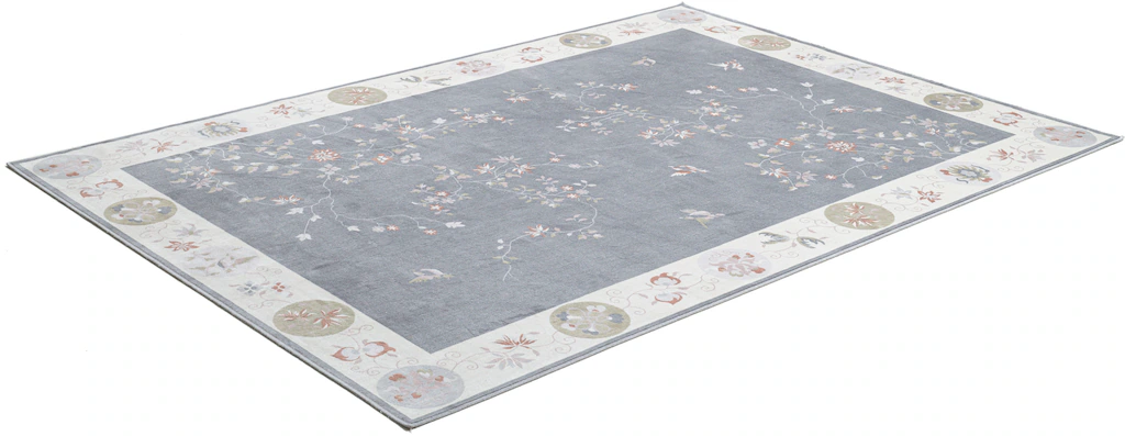 Bild von Gino Falcone Teppich »Cherina GF-130«, rechteckig, 8 mm Höhe, zartes Blüten Design, mit Bordüre, leichter Glanz, 100 % Viskose