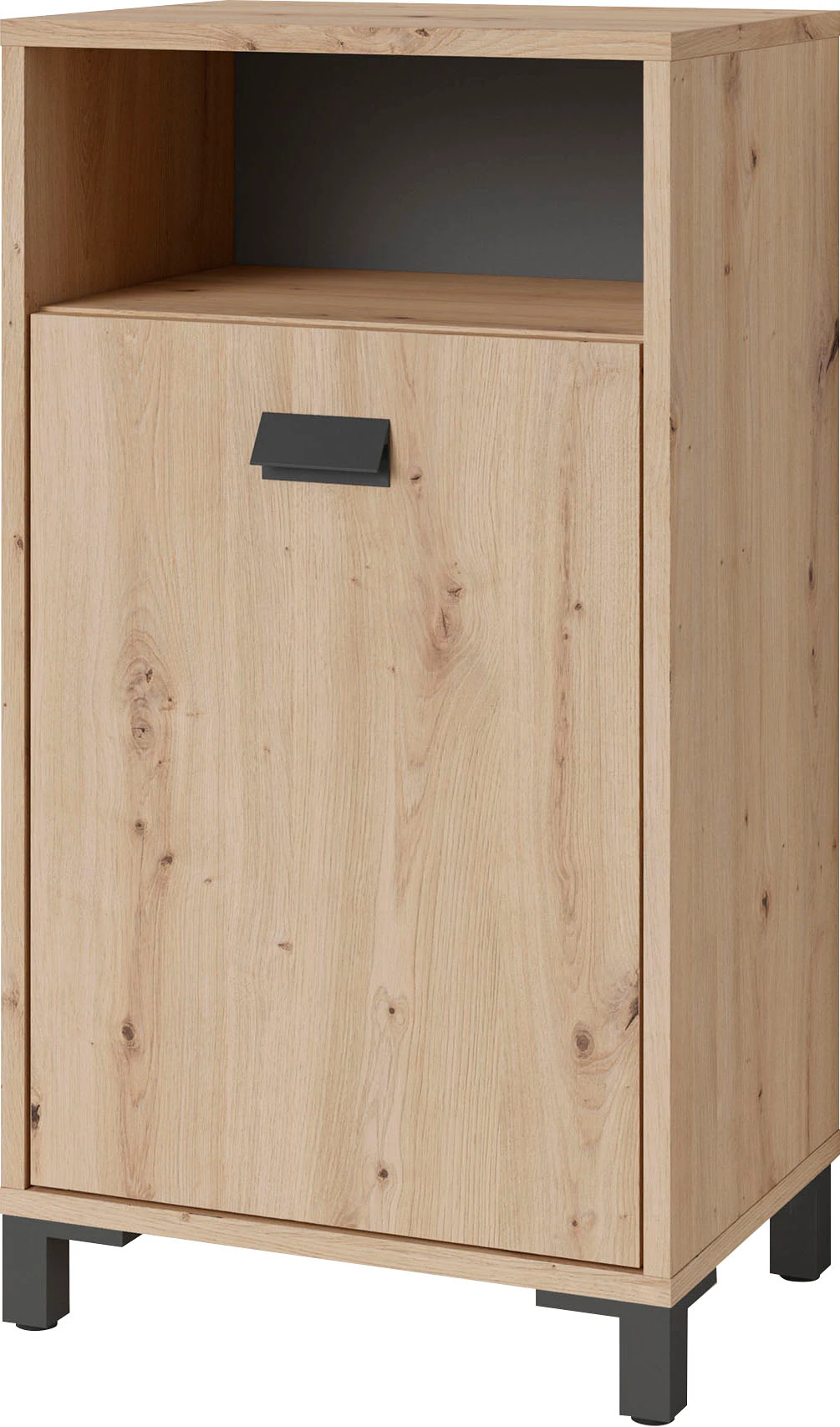 Bild von byLIVING Bad-Seitenschrank Wellness/Bad-Kommode Artisan Eiche Optik hell-braun/Griff Metall schwarz/Bad-Schrank mit 1 Tür und 1 offenes Fach/B 42, H 77,5, T 31 cm