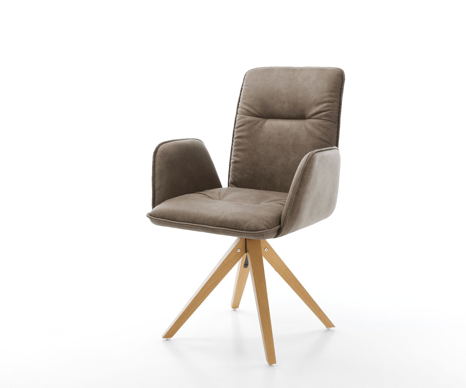 Bild von DELIFE Drehstuhl Vinja-Flex Taupe Vintage Holzgestell kantig 180° drehbar, Esszimmerstühle