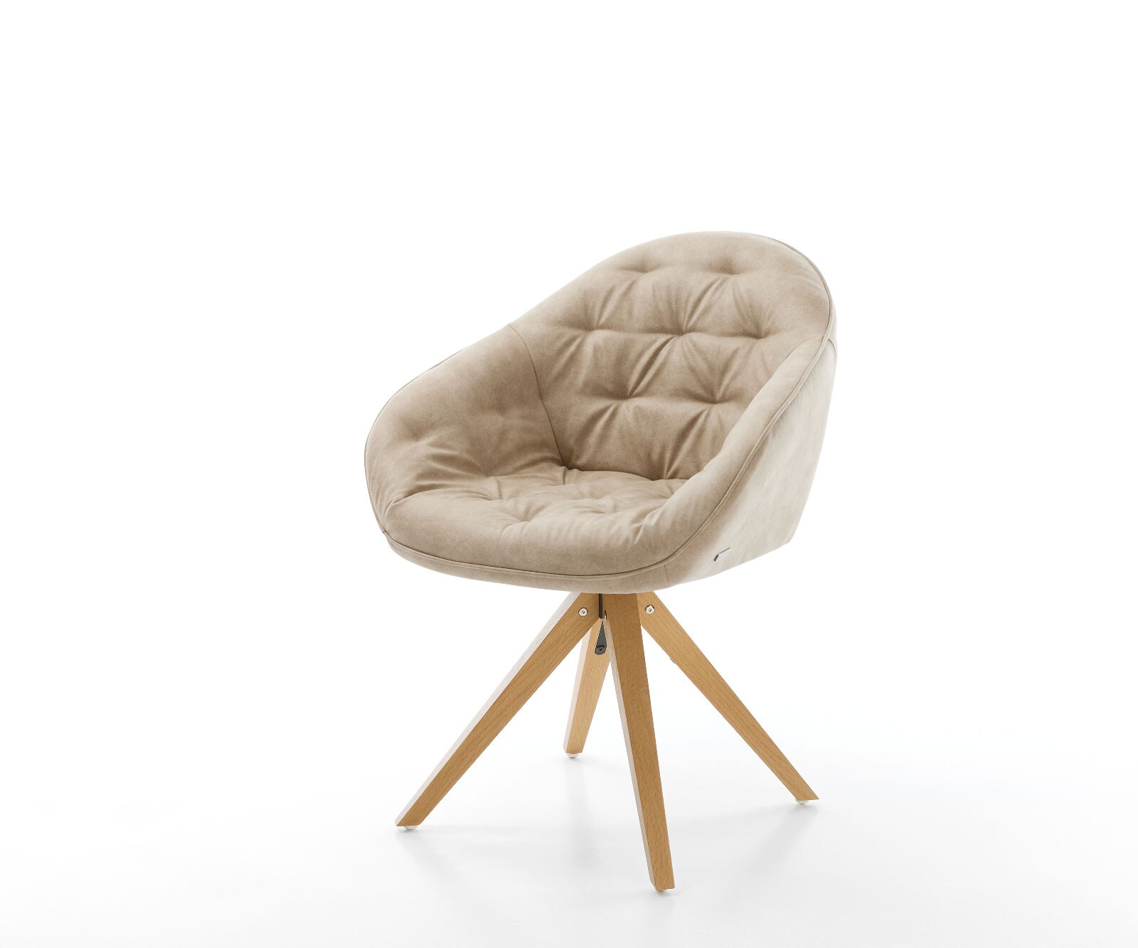 Bild von DELIFE Drehstuhl Gaio-Flex Beige Vintage Holzgestell kantig 180° drehbar, Esszimmerstühle