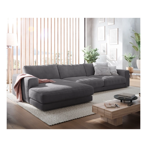 Bild von Ecksofa Cubico 350x190 cm Cord Anthrazit Recamiere links
