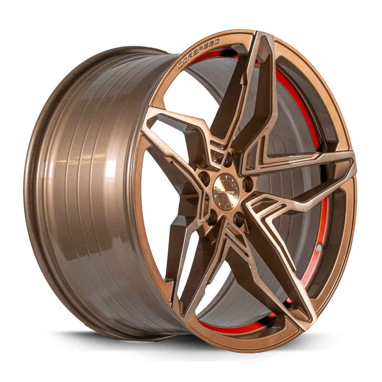 Bild von CORSPEED KHARMA Higloss-Bronze brushed Surface undercut Trimline red 9.0Jx20 5x112 ET35