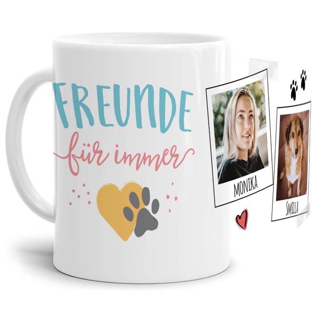 Bild von Tasse mit Spruch - Freunde für immer - mit Fotos & Namen