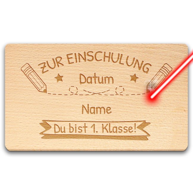 Bild von Graviertes Holzbrett - Du bist 1. Klasse - mit Name personalisierbar