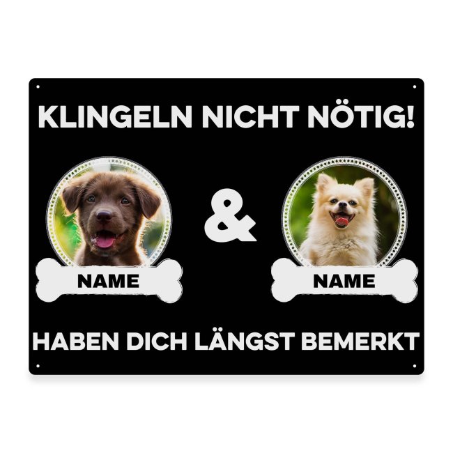 Bild von Outdoorschild mit Spruch - Klingeln nicht nötig - mit Fotos & Namen