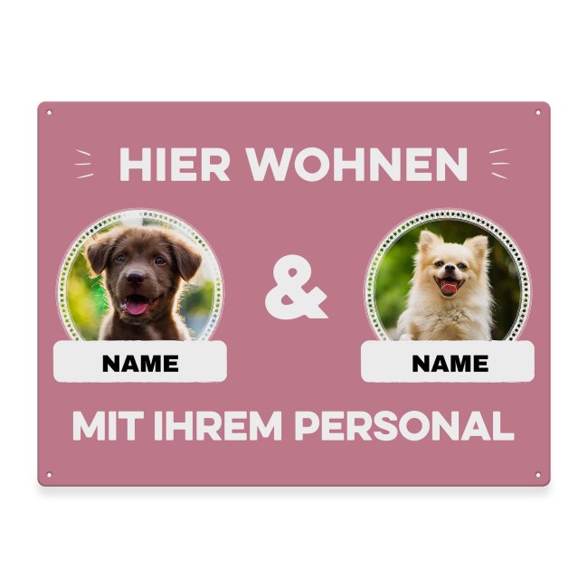 Bild von Outdoorschild mit Spruch - Hier wohnt mit Personal - mit Fotos & Namen