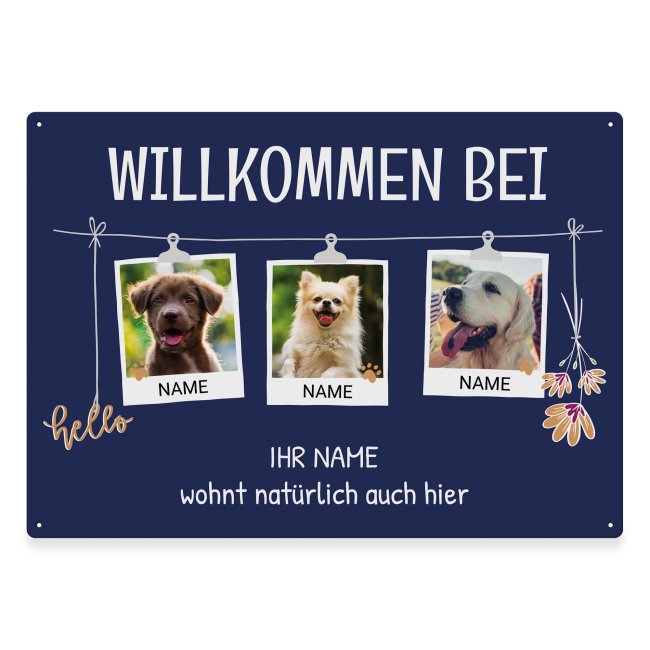 Bild von Outdoorschild mit Spruch - Willkommen bei - mit Fotos & Namen
