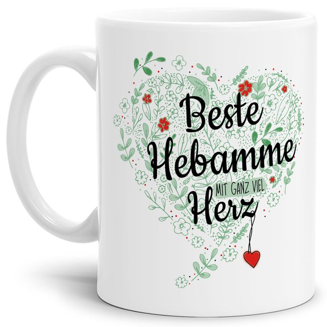 Bild von Arzt Tasse - Ärzte mit ganz viel Herz - Hebamme - Weiß matt