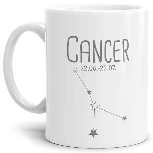 Bild von Sternzeichen Tasse - mit Datum & Symbol Krebs - Weiß