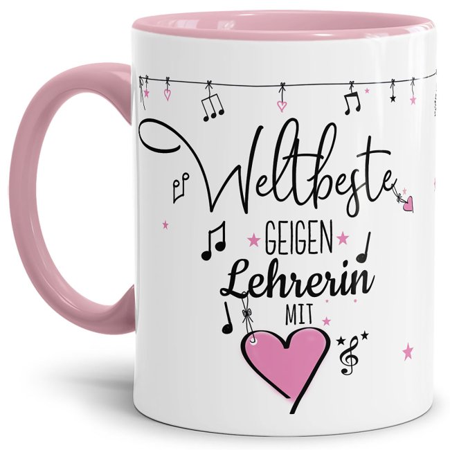 Bild von Tasse - Weltbeste Musiklehrerin Geige - Innen & Henkel Rosa