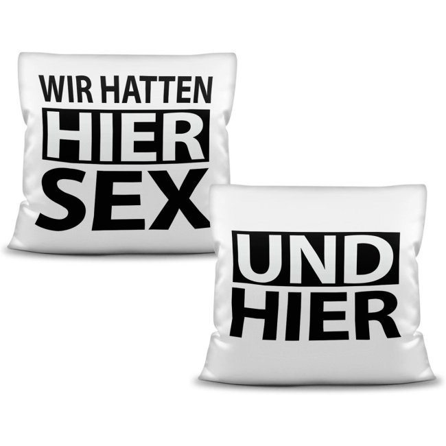 Bild von Kissen mit Füllung - Wir hatten Sex hier - Set aus 2 Kissen - Deutsch