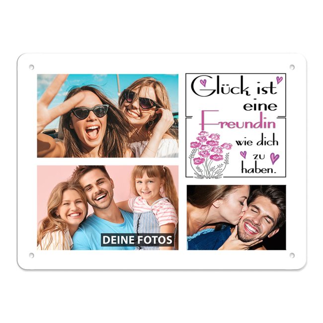 Bild von Blechschild für die Freundin - Glück ist - Collage mit 3 Fotos - DIN A5