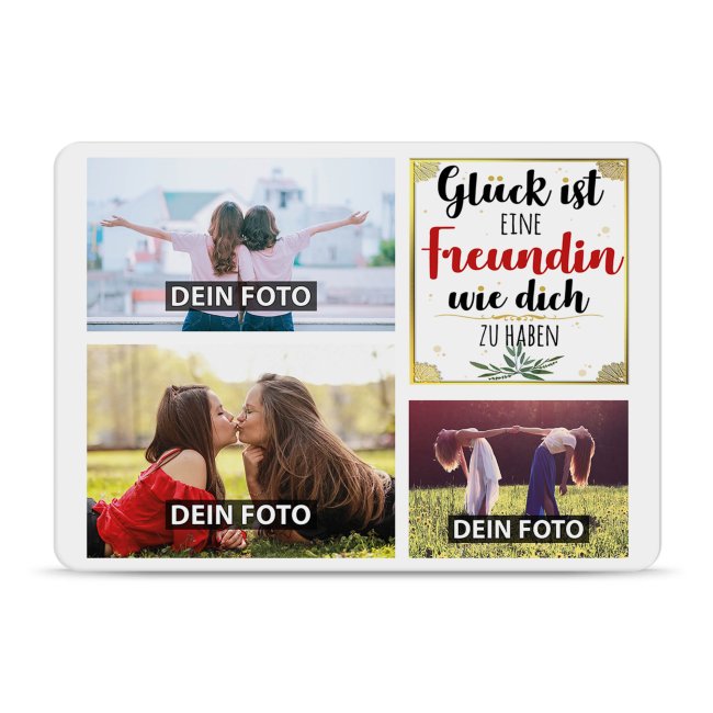 Bild von Blechschild für die Freundin gestalten - Glück ist - Collage mit 3 Fotos - DIN A6