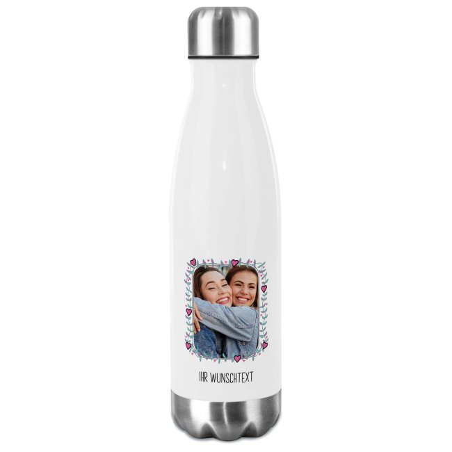 Bild von Edelstahl Trinkflasche mit Bild und Name - Herzranken - 500 ml