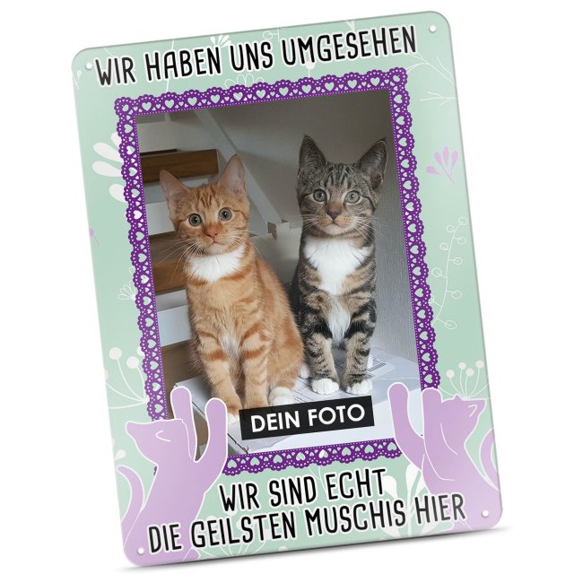 Bild von Katzenschild - Die geilsten Muschis hier - mit Foto - DIN A6