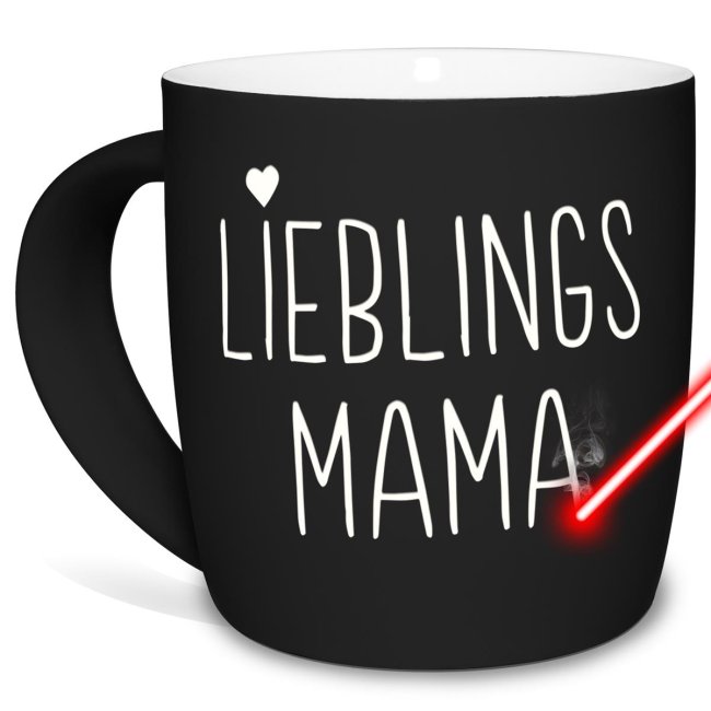 Bild von Tasse mit Lasergravur - Lieblingsmama - Schwarz