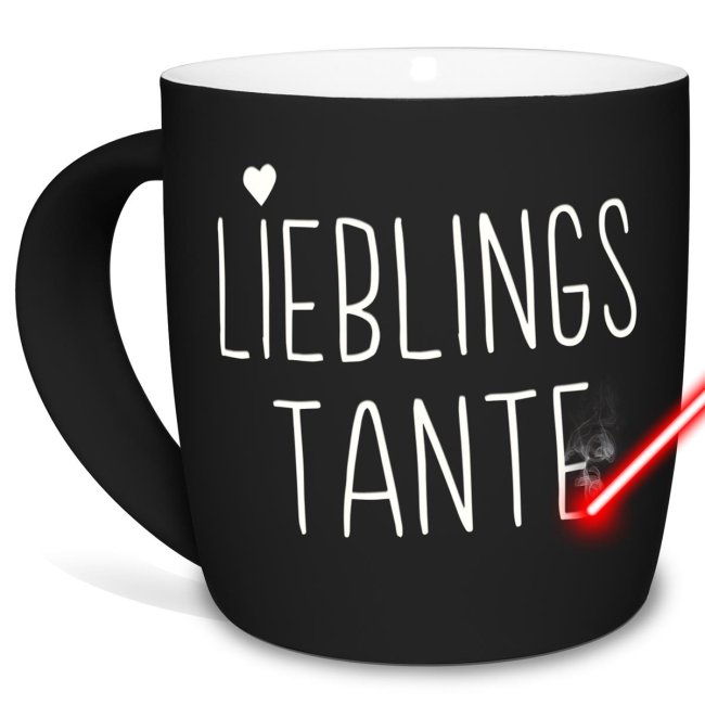 Bild von Tasse mit Lasergravur - Lieblingstante - Schwarz