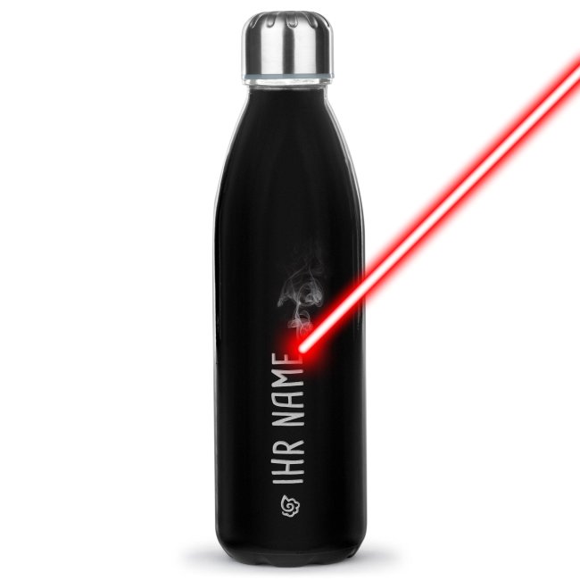 Bild von Glas-Trinkflasche schwarz gravieren - Kringel