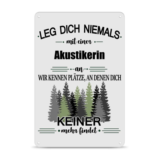 Bild von Blechschild - Leg dich niemals - Akustikerin - A4