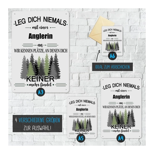 Bild von Originelles und lustiges Berufe-Blechschild für die Anglerin