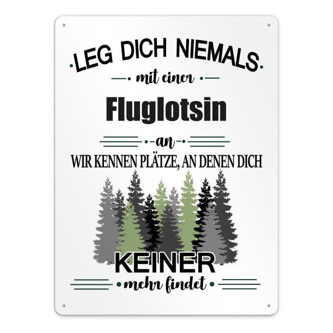 Bild von Blechschild - Leg dich niemals - Fluglotsin - A3