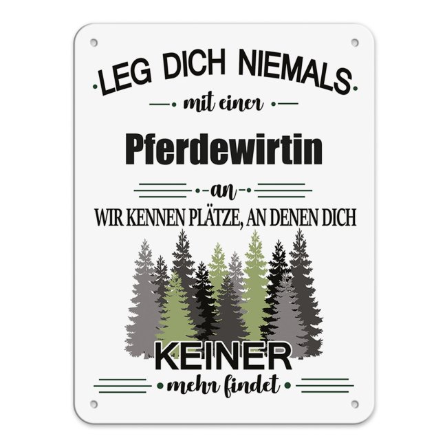 Bild von Blechschild - Leg dich niemals - Pferdewirtin - A5