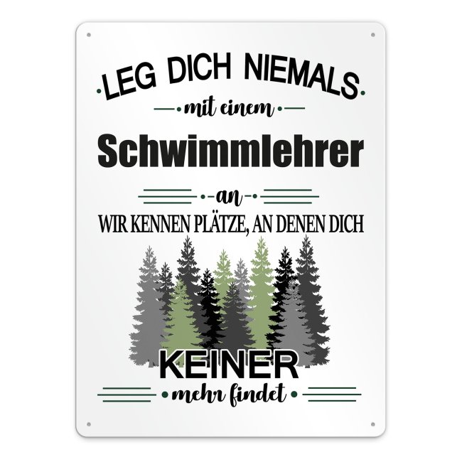 Bild von Blechschild - Leg dich niemals - Schwimmlehrer - A3