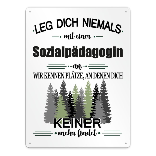 Bild von Blechschild - Leg dich niemals - Sozialpädagogin - A3