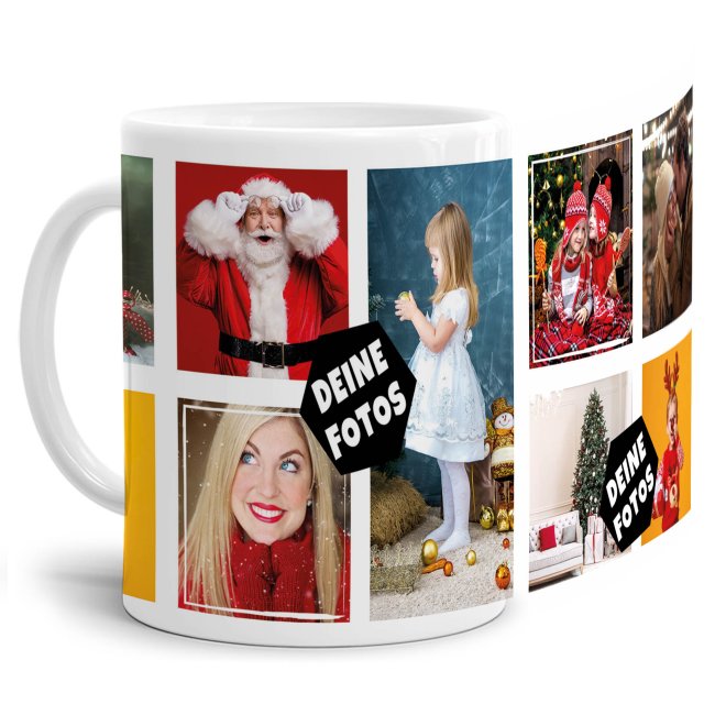 Bild von Tasse mit Fotocollage für 9 Fotos - Weiß