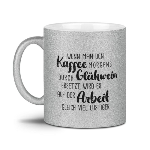 Bild von Glitzertasse mit Spruch - Weihnachten in jedem Schluck
