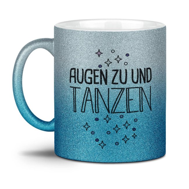 Bild von Glitzertasse - Augen zu und tanzen Silber-Blau
