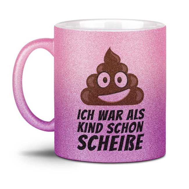 Bild von Glitzertasse - Ich war als Kind schon scheiße Rosa-Pink