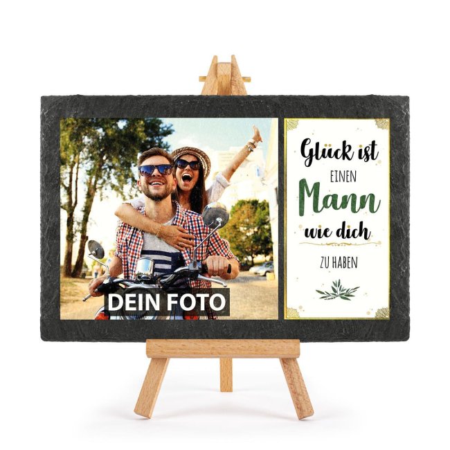Bild von Schieferplatte für den Mann mit Foto auf Staffelei - 20 x 30 cm - 1 Bild