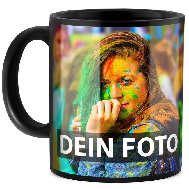 Bild von Schwarze Fototasse selbst gestalten