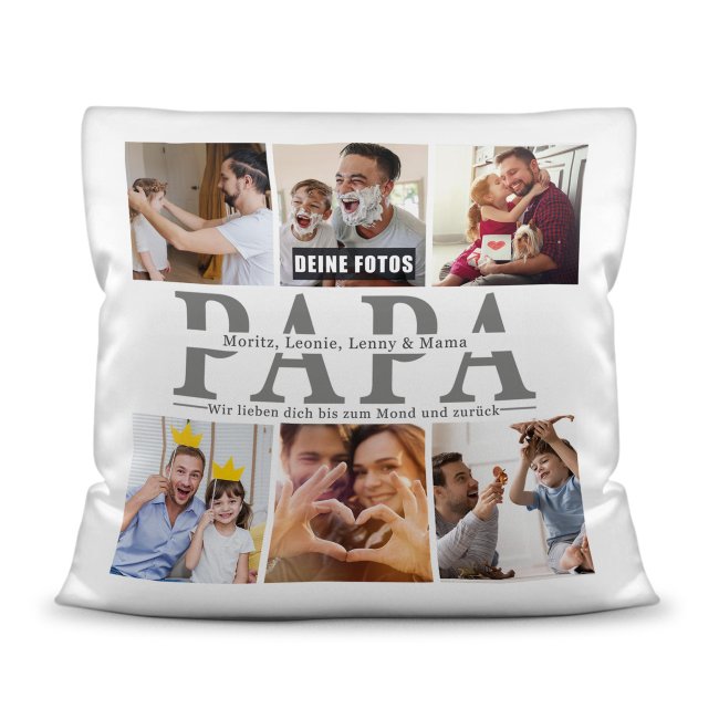 Bild von Kissen mit Fotocollage für Papa - Weiß