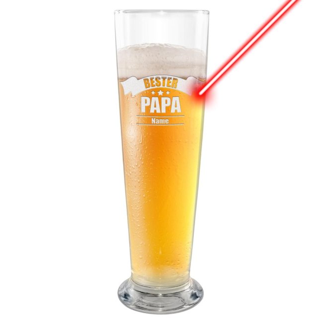 Bild von Graviertes Bierglas mit Name - Bester Papa - 300 ml