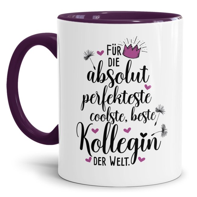 Bild von Tasse - Für die coolste & beste Kollegin der Welt - Innen & Henkel Violett