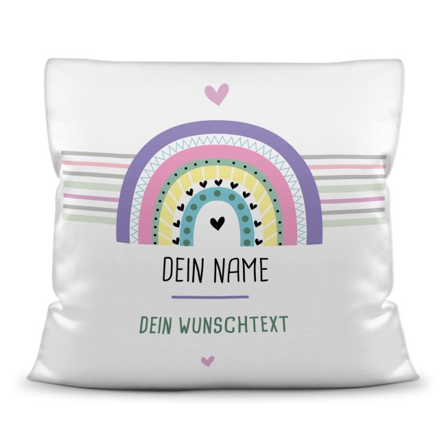 Bild von Namenskissen - Regenbogen pastell - Weiß