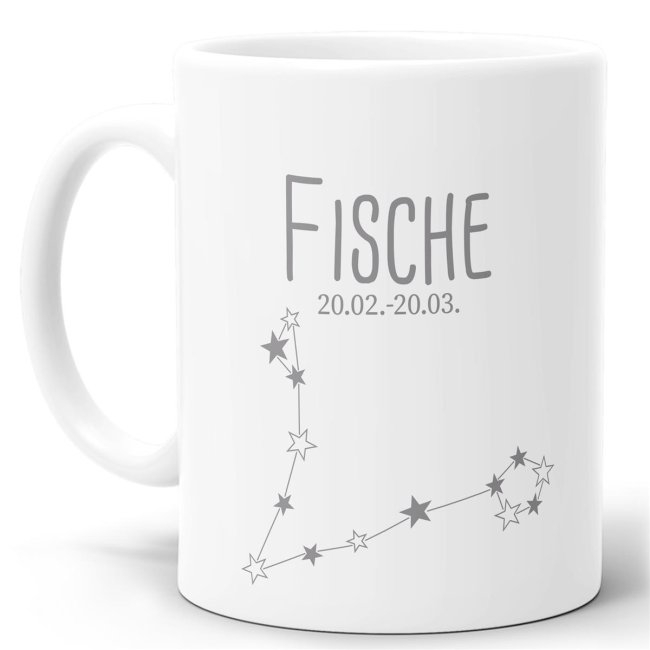 Bild von Tasse mit Sternzeichen - Fische - Weiß Matt
