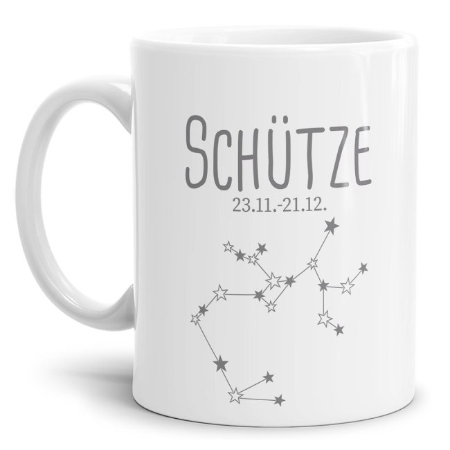 Bild von Tasse mit Sternzeichen - Schütze - Weiß