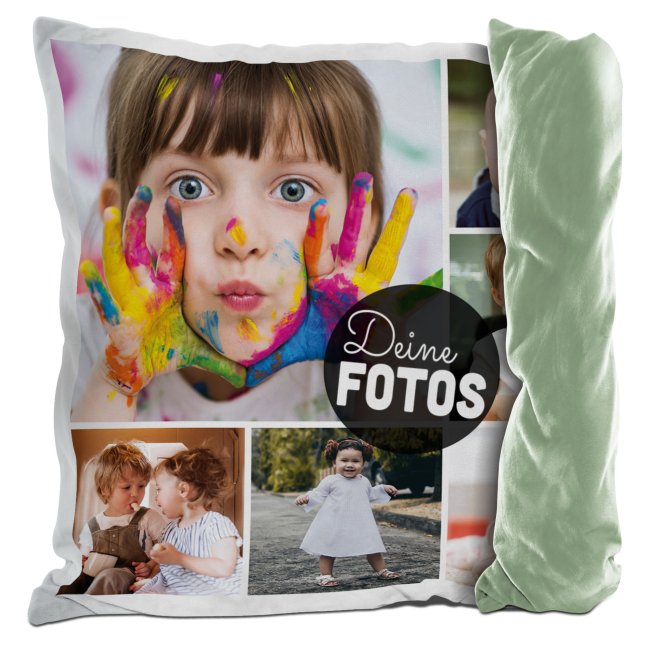 Bild von Kissen mit Fotocollage für 6 Fotos - Rückseite Grün