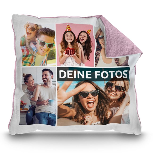 Bild von Kissen mit Fotocollage für 5 Fotos - Pastellrosa