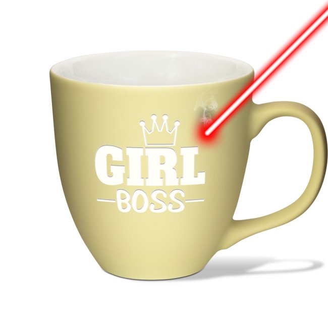 Bild von Samtig-matte Porzellantasse mit Gravur - XXL Jumbotasse - Girl BOSS - Sahara Beige