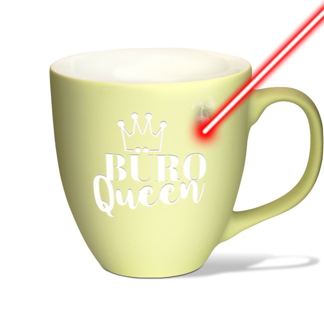 Bild von Samtig-matte Porzellantasse mit Gravur - XXL Jumbotasse - Büro QUEEN - Cool Green