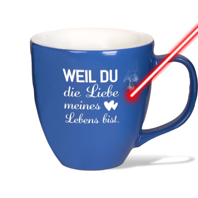 Bild von PR Print Royal XXL Jumbotasse graviert mit Spruch - Liebe meines Lebens - Hochwertige Porzellan-Tasse mit Gravur, hochglänzende Oberfläche, Weihnachten | Pacific Blue, 400 ml