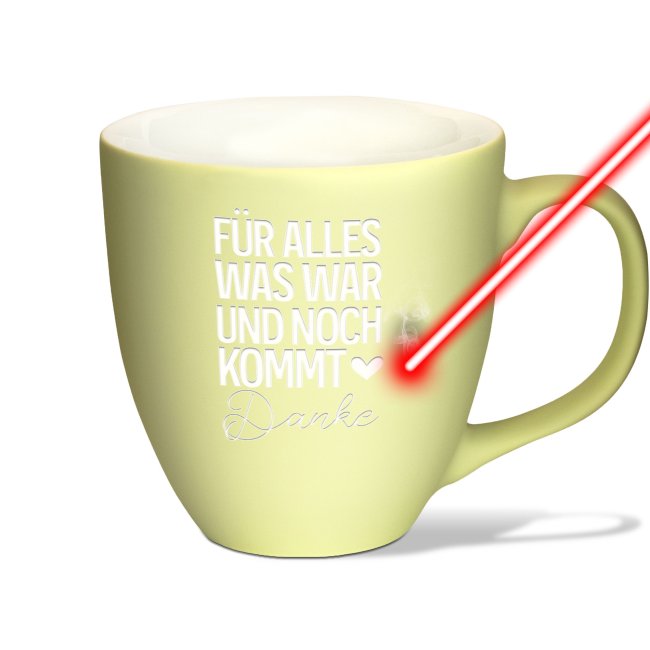 Bild von Samtig-matte Porzellantasse mit Gravur - XXL Jumbotasse - Danke - Cool Green