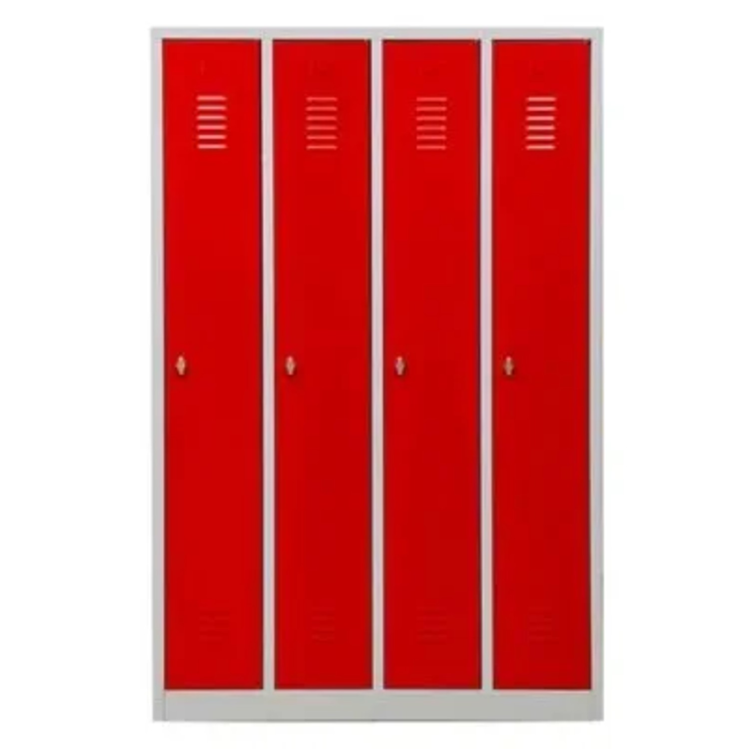 Bild von PROREGAL Garderobenspind Camel 4-Fächer HxBxT 180 x 117 x 50 cm Vorhängeschloss Grau-Rot